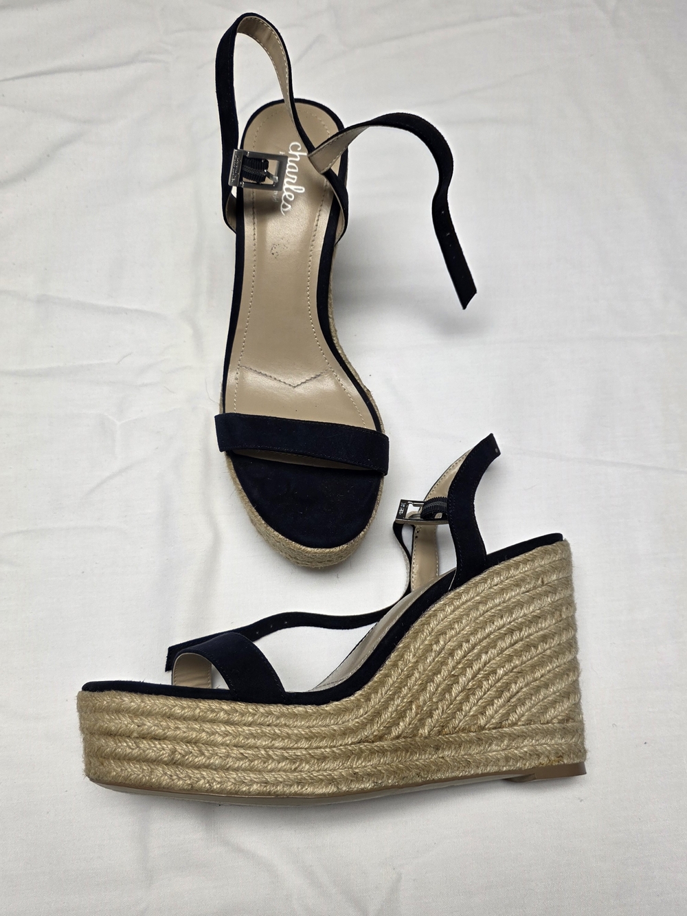 Charlies Navy Espadrille Platform Wedge Sandals